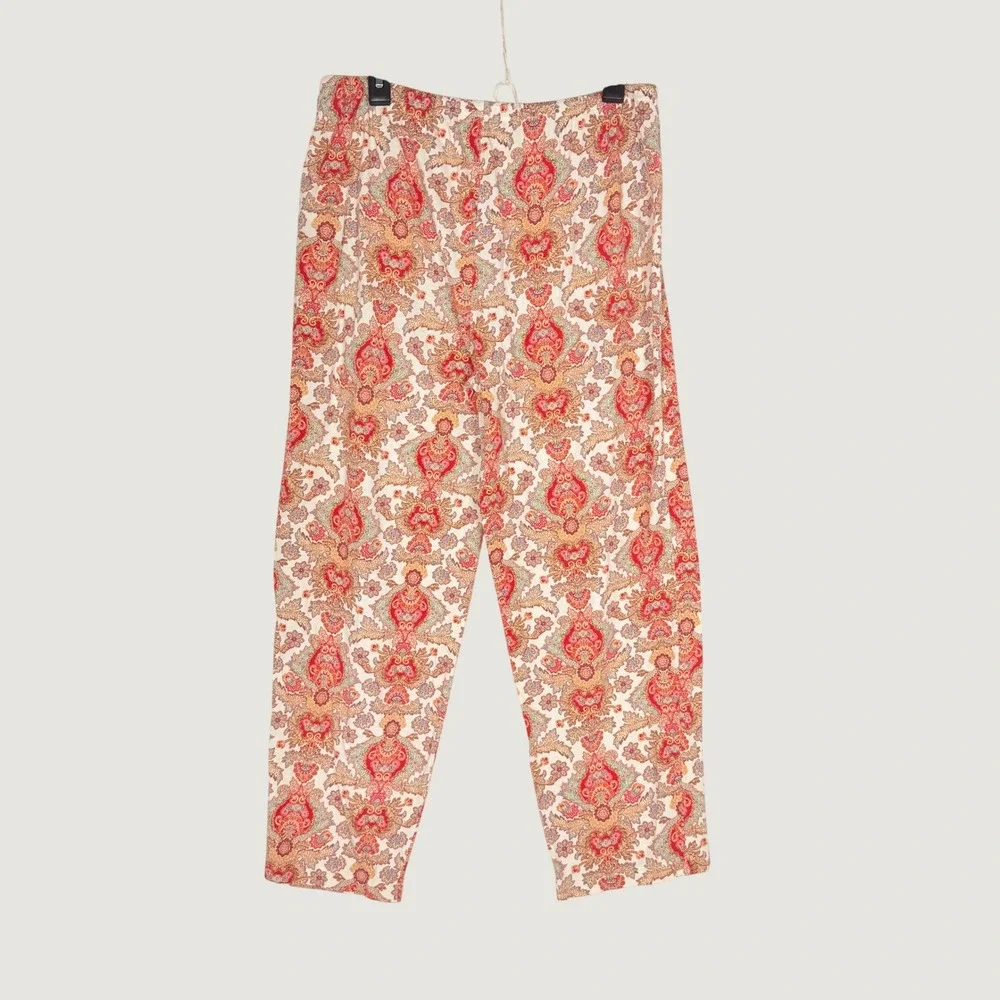 Lauren Ralph Lauren Womens Pajama Set Red Paisley Cotton Blend Large LRL Lounger
